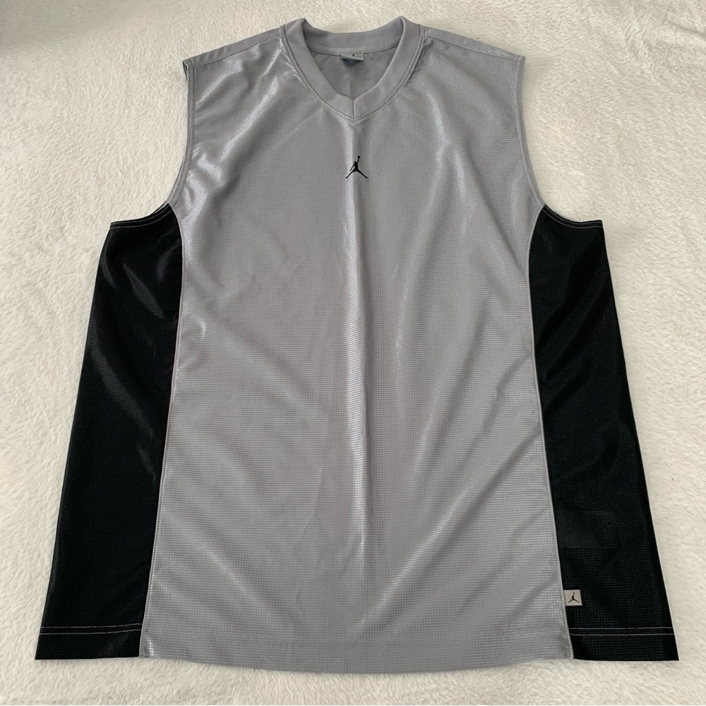 Men’s XL NIKE AIR JORDAN‎ Black Gray Mesh Sleeveless Basketball Jersey Tank Top